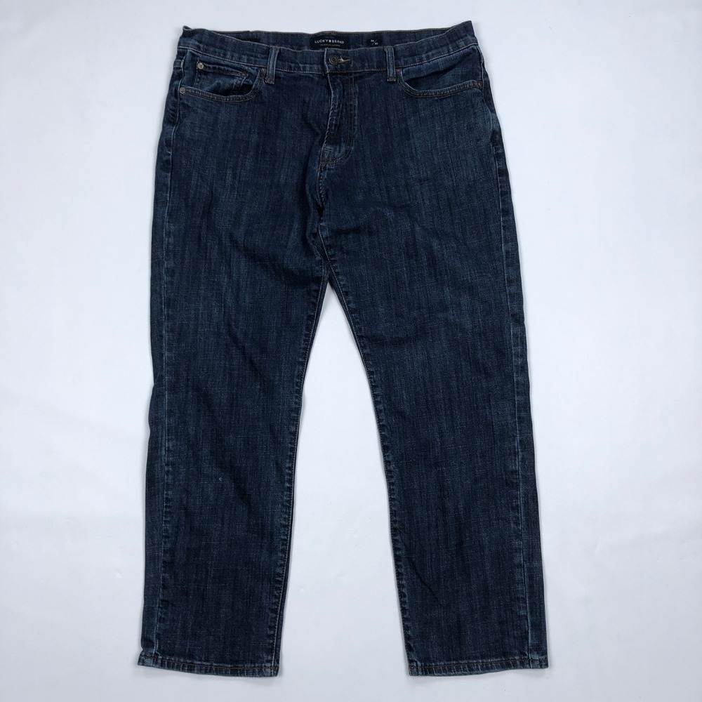 Lucky Brand 221 Straight Jeans Mens 36x30 Dark Wash Blue Denim Pants 12832